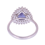 18K White Gold Slice Blue Sapphire Prong Diamond Wedding Ring For Her