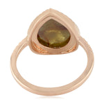 Natural Pear Cut Ice Diamond Cocktail Ring Solid 18K Rose Gold Gift For Her