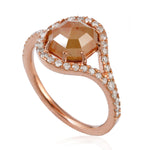 Octagon Cut Brown Ice Diamond Engagement Ring in 18k Rose Gold