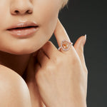 Octagon Cut Brown Ice Diamond Engagement Ring in 18k Rose Gold