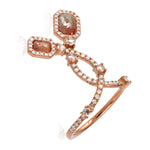 Natural Ice Diamond Pave Designer Long Ring Made in 18K Rose Gold For Gifts