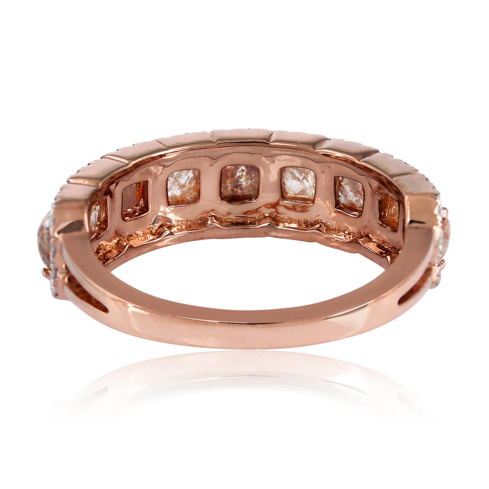 Natural ice Diamond Designer Half Eternity Ring In 18K Rose Gold For Christmas Gifts