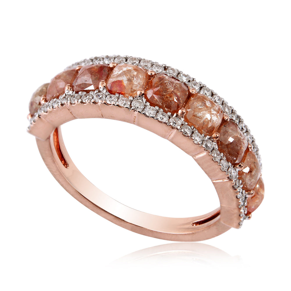 Natural ice Diamond Designer Half Eternity Ring In 18K Rose Gold For Christmas Gifts