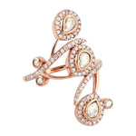 Micro Pave Diamond Beautiful Long Ring 18k Rose Gold Jewelry