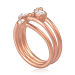 18K Rose Gold Bezel Set Genuine Rose cut Diamond Spiral Ring For Women Birthday Gifts