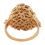 18K Rose Gold Natural Tapered Baguette Diamond Cluster Ring For Women's