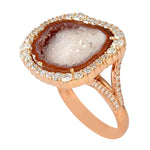 Unshaped Geode Prong Natural Diamond Cocktail Ring In 18K Rose Gold