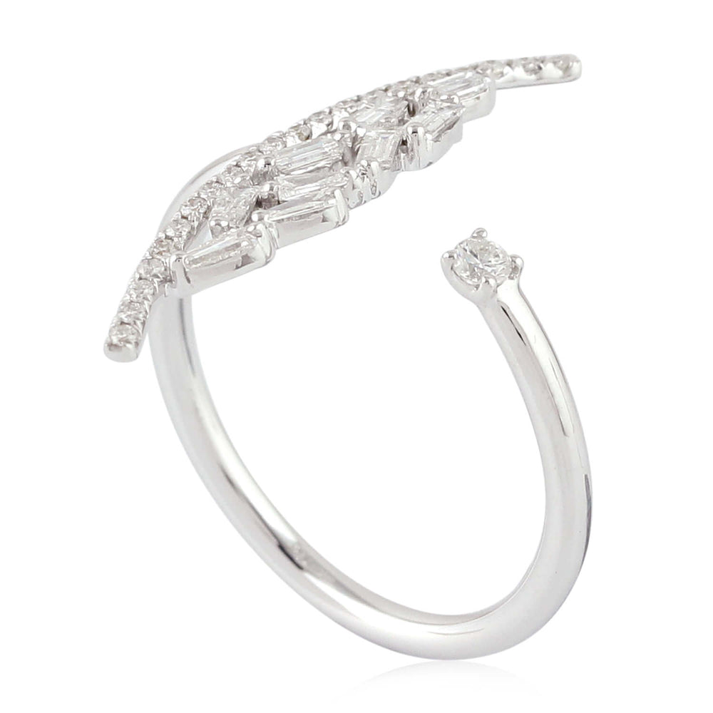 Baguette Diamond Designer Between The Figure Ring In 18K White Gold For Women's