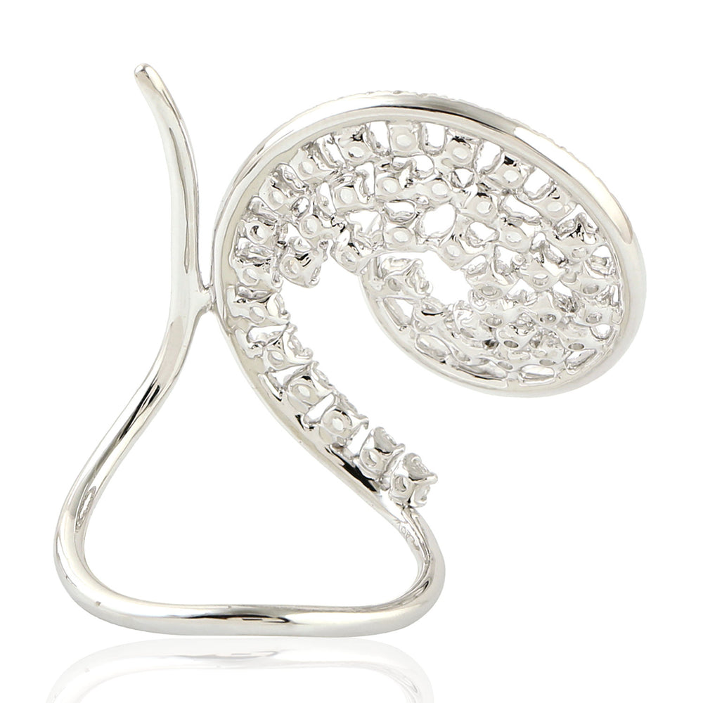 Prong Set Rose Cut Diamond Swank Design Ring In 18K White Gold