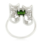 Square Chrome Diopside Prong Uncut Diamond Geometric Ring In White Gold For Her