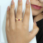 18K Yellow Gold Bezel Set Ruby Gemstone Band Ring For Her