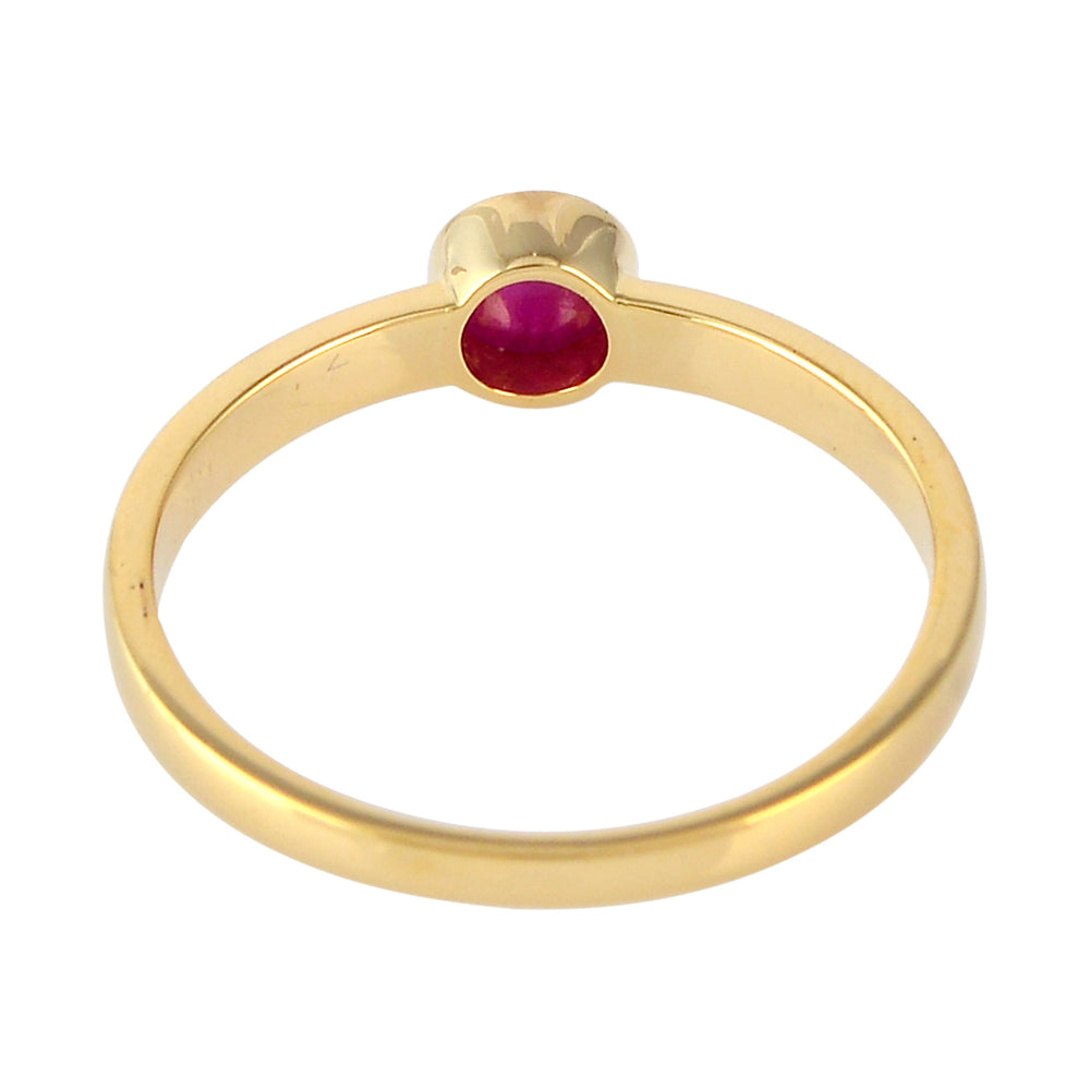 18K Yellow Gold Bezel Set Ruby Gemstone Band Ring For Her