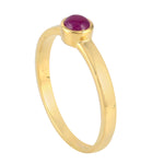 18K Yellow Gold Bezel Set Ruby Gemstone Band Ring For Her