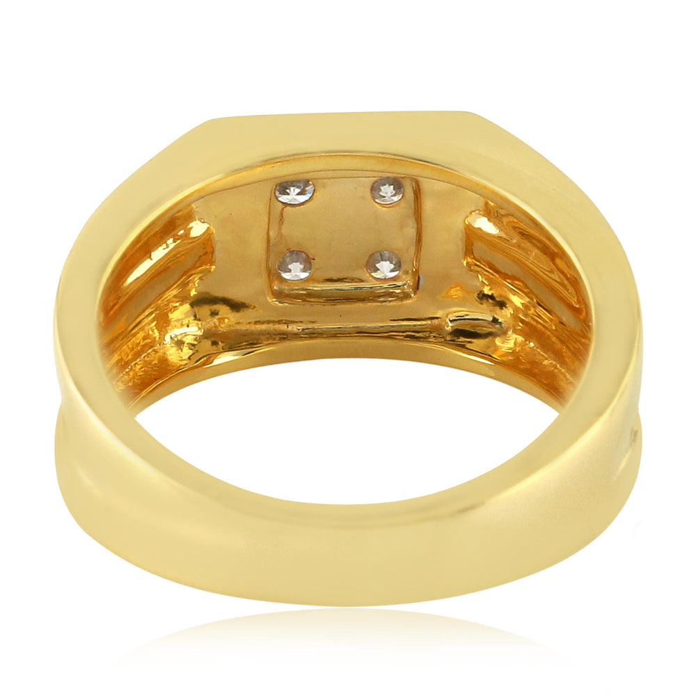 18K Yellow Gold Prong Natural Diamond Band Ring For Men's