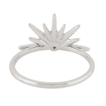 14K White Gold Micro Pave Diamond Half Starburst Ring For Women's