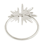 Natural Micro Pave Diamond Starburst Ring 14K White Gold For Gifts