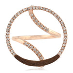 14K Rose Gold Pave Natural Diamond Wood Cocktail Ring For Gifts