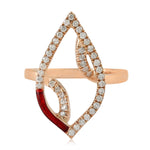 Natural Diamond Pave Enamel Marquise Ring In 14K Rose Gold