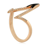 Studded Natural Diamond Pave Enamel V Shape Ring In 14K Rose Gold