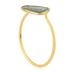 14K Yellow Gold Bezel Set Unshaped Slice Diamond Ring For Women