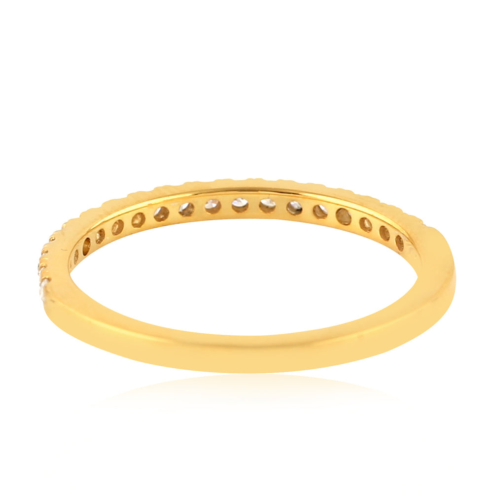Pave Diamond Handmade Half Eternity Band Ring In 18K Yellow Gold