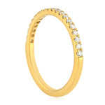 Pave Diamond Handmade Half Eternity Band Ring In 18K Yellow Gold