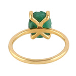 Carved Emerald Diamond Prong Set Designer Ring In 18k Yellow Gold