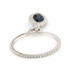 Marquise Blue Sapphire September Birthstone Pave Diamond Unique Charm Ring In  White Gold