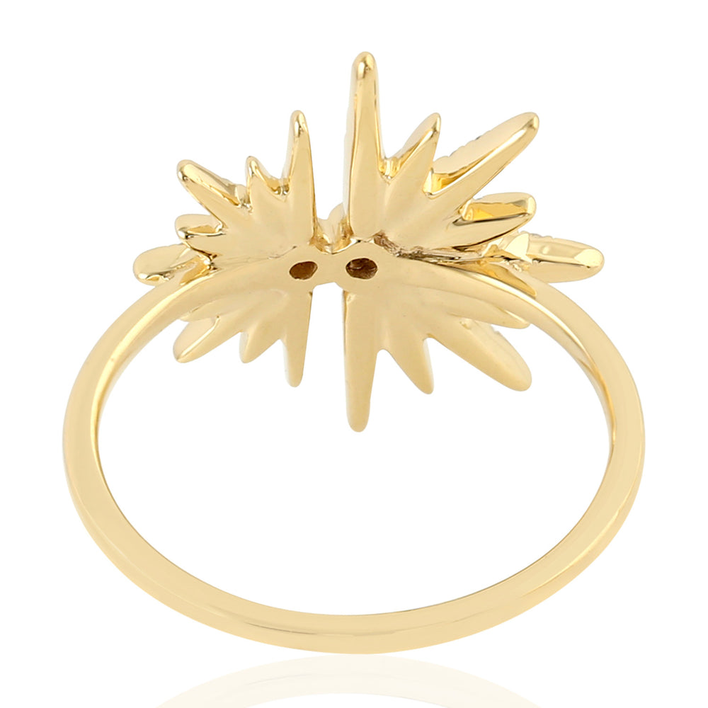 18K Yellow Gold Micro Pave Natural Diamond Starburst Ring Jewelry For Her Birthday Gifts