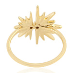 18K Yellow Gold Micro Pave Natural Diamond Starburst Ring Jewelry For Her Birthday Gifts