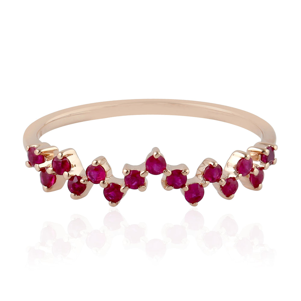 18K Rose Gold Prong Set Ruby Gemstone Designer Ring For Her