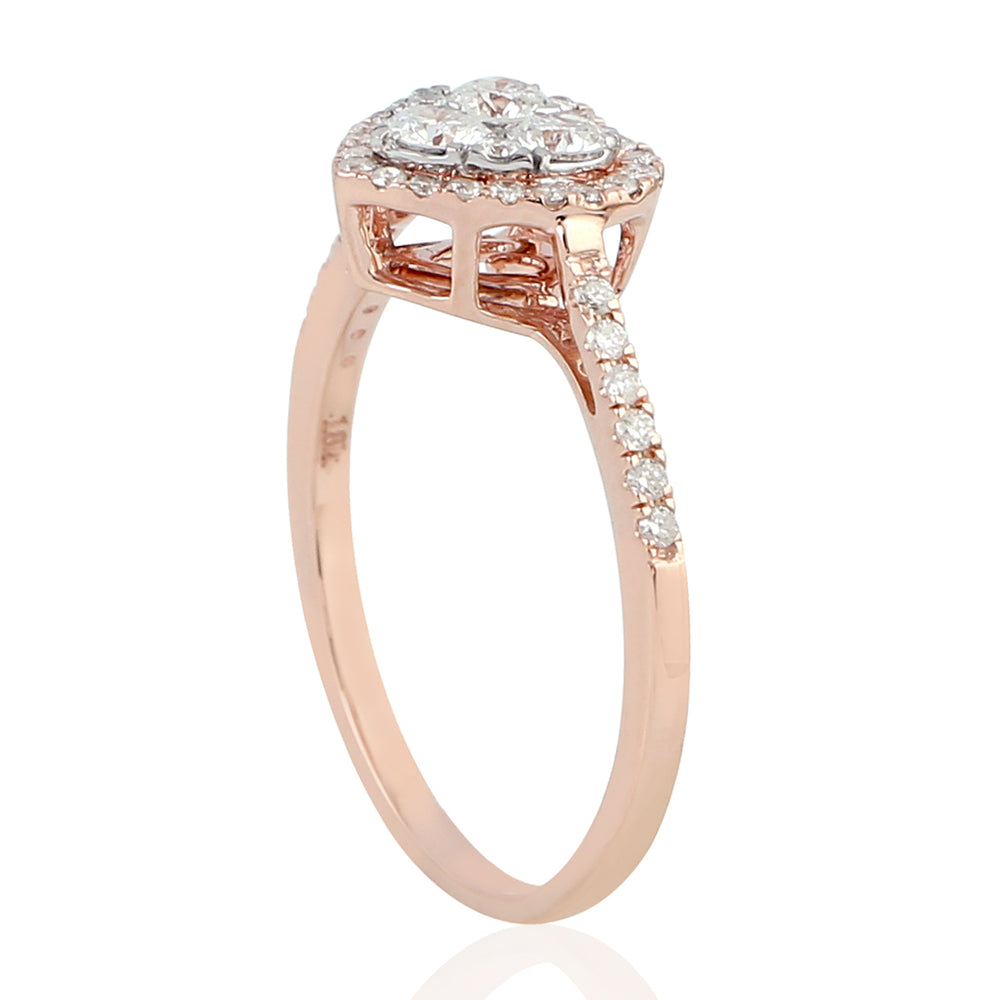 Natural Diamond Heart Ring In 18K Rose Gold Valentine Jewelry Gift