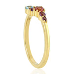 18K Yellow Gold Prong Amethyst Blue Topaz Tourmaline Designer Ring For Her