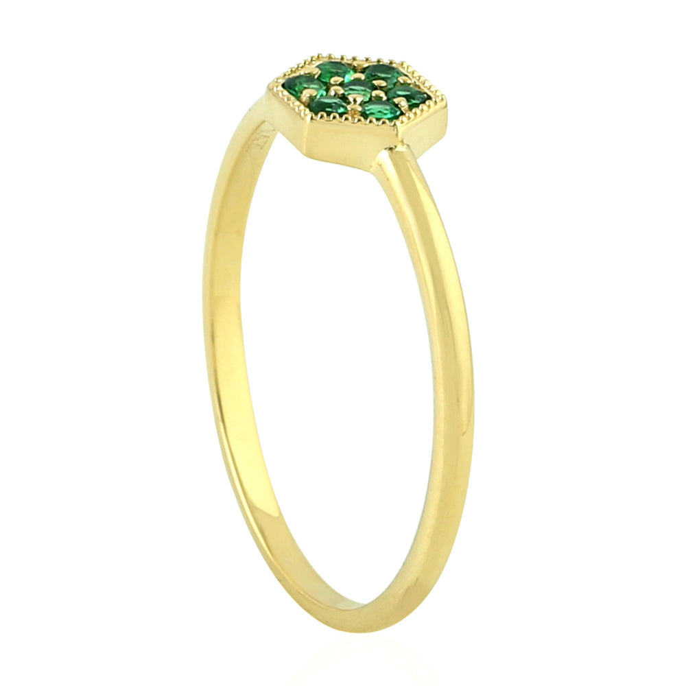 Prong Tsavorite Gemstone In 14k Yellow Gold Designer Ring