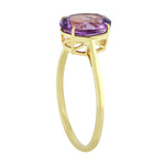 14K Yellow Gold Oval Cut Amethyst Gemstone Ring For Women's