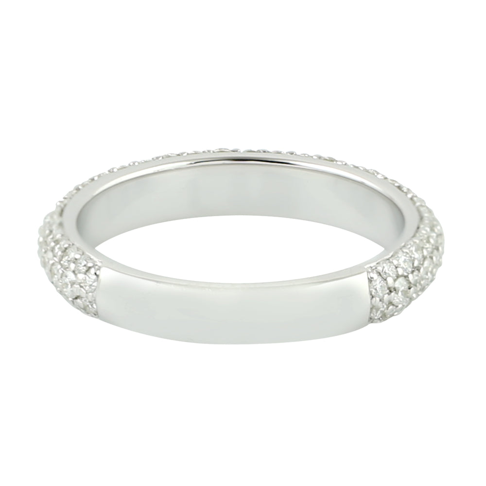 14K White Gold Pave Natural Diamond Eternity Band Ring For Her
