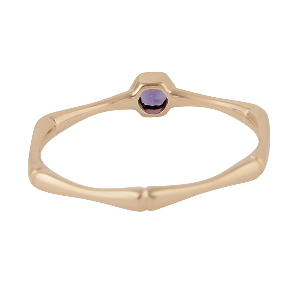 10K Rose Gold Bezel Set Amethyst Gemstone Band Ring