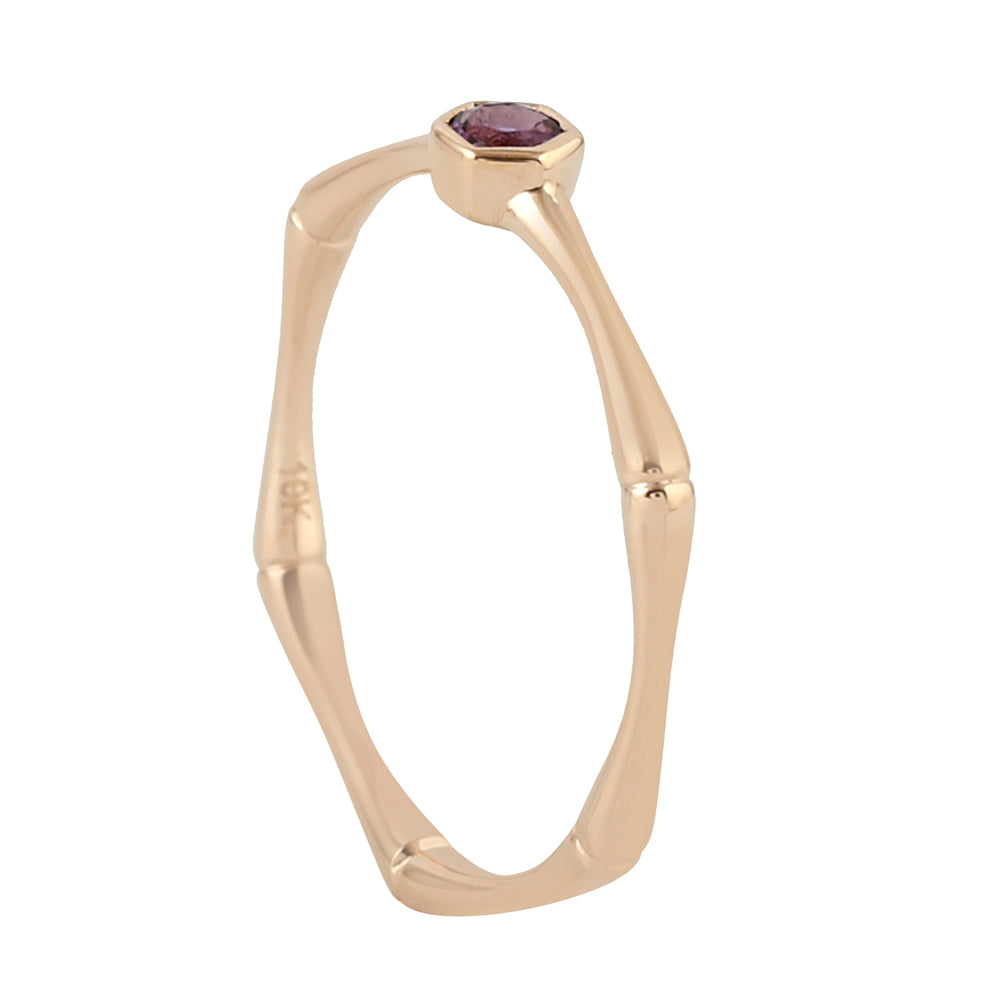 10K Rose Gold Bezel Set Amethyst Gemstone Band Ring