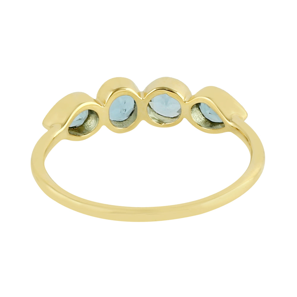 Bezel Set Aquamarine Gemstone Band Ring In 14K Yellow Gold
