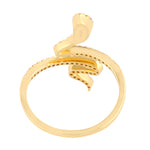 18K Yellow Gold Pave Natural Diamond Carved Snake Ring For Women's Jewelry