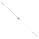 Bezel Set Blue Sapphire Pave Diamond Evil Eye Design Bracelet In 18K White Gold