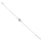 Bezel Set Blue Sapphire Pave Diamond Evil Eye Design Bracelet In 18K White Gold