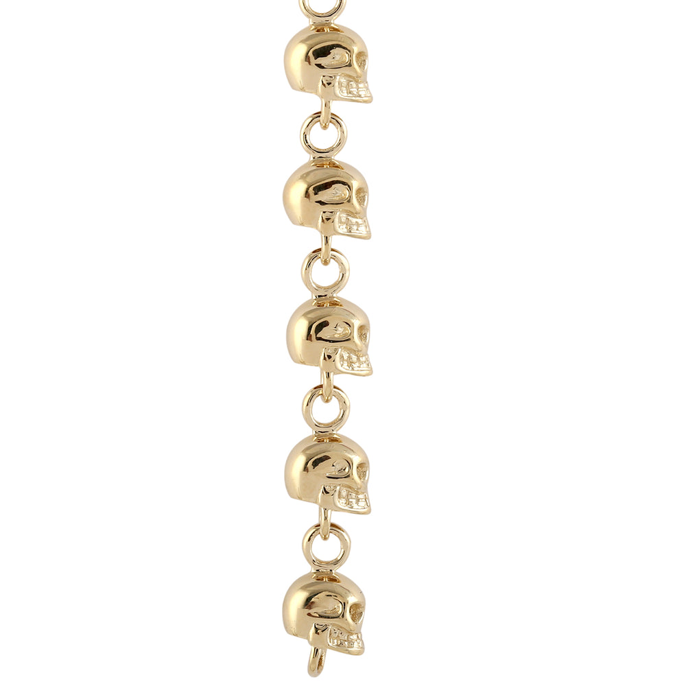 18K Yellow Gold Skull Shape Halloween Fixed & Flexible Bracelet For Gifts