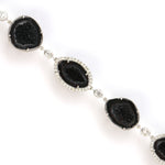 Natural Geode Diamond 14k White Gold Link Chain Bracelet Handmade Jewelry