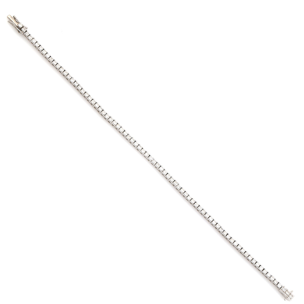 Prong Set Natural Diamond Delicate Tennis Bracelet Bridal Jewelry In 18k White Gold