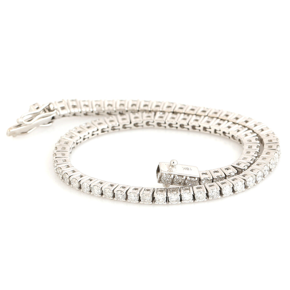 Prong Set Natural Diamond Delicate Tennis Bracelet Bridal Jewelry In 18k White Gold