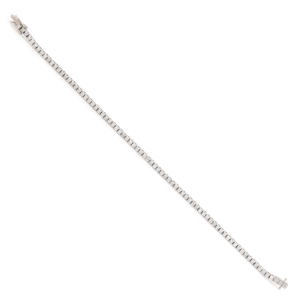 Prong Set Natural Diamond Delicate Tennis Bracelet Bridal Jewelry In 18k White Gold