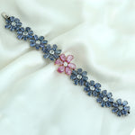 18k Gold Multicolor Sapphire Beautiful Daisy Fixed & Flexible Designer Bracelet For Her