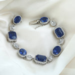 Oval Shape Faceted Sapphire Diamond Designer Fixed & Flexible 18k Gold Bracelet