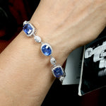 Oval Shape Faceted Sapphire Diamond Designer Fixed & Flexible 18k Gold Bracelet